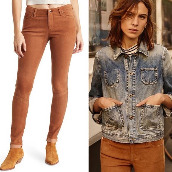 AG Adriano Goldschmied The Suede Legging Ankle Jean in 100% Lamb Leather Size 26 - Picture 5 of 11